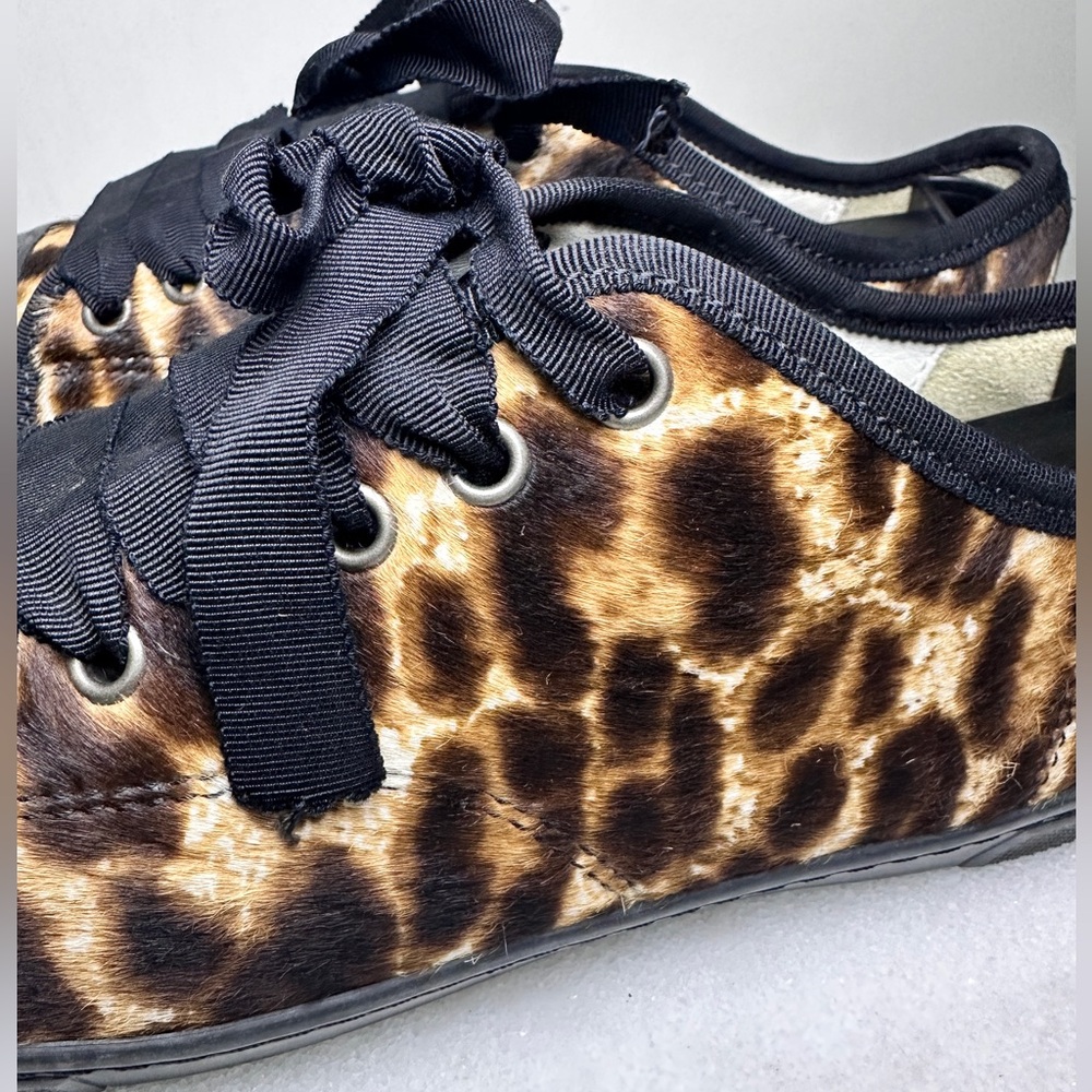 Lanvin Paris Low Top Leopard Print Calf Hair Women's Sneakers size 37 6.5 - Picture 3 of 6